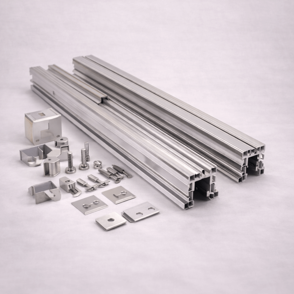 Solar panel mounting rails and ground racking systems