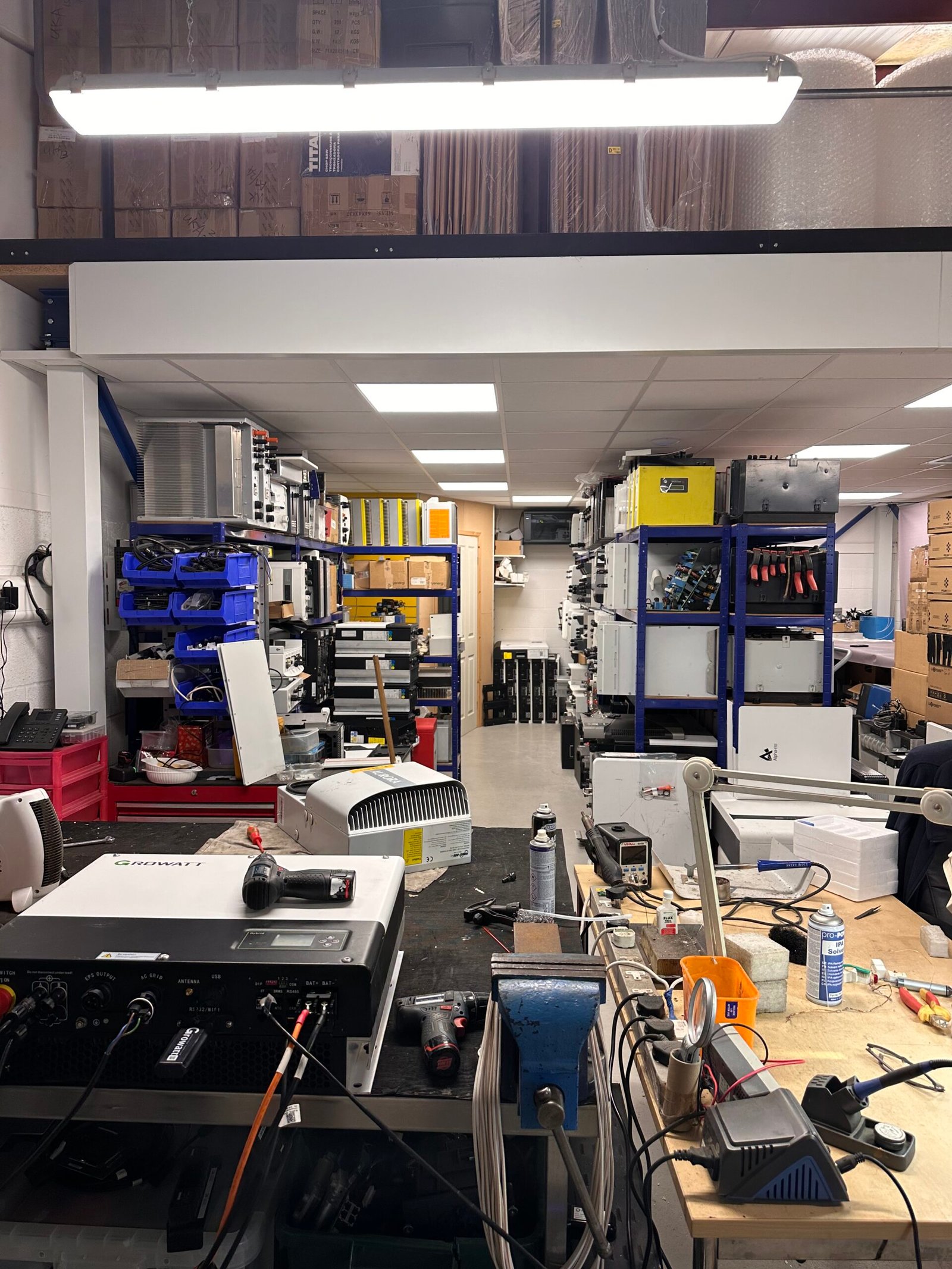 Inside South West Renewables solar inverter repair workshop in Devon