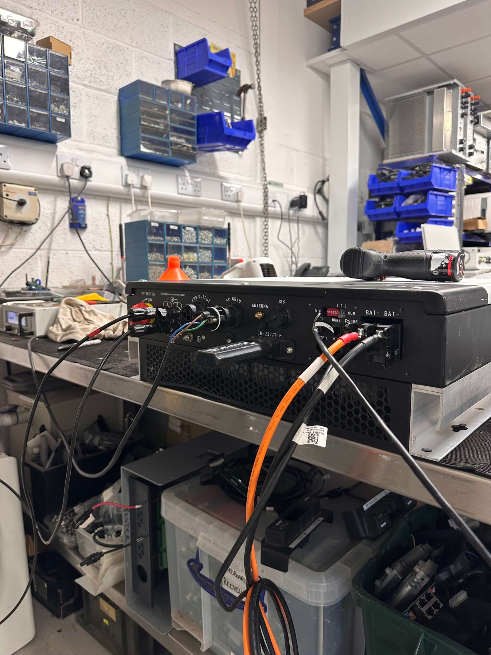 Solar inverter diagnostic testing equipment in use at South West Renewables