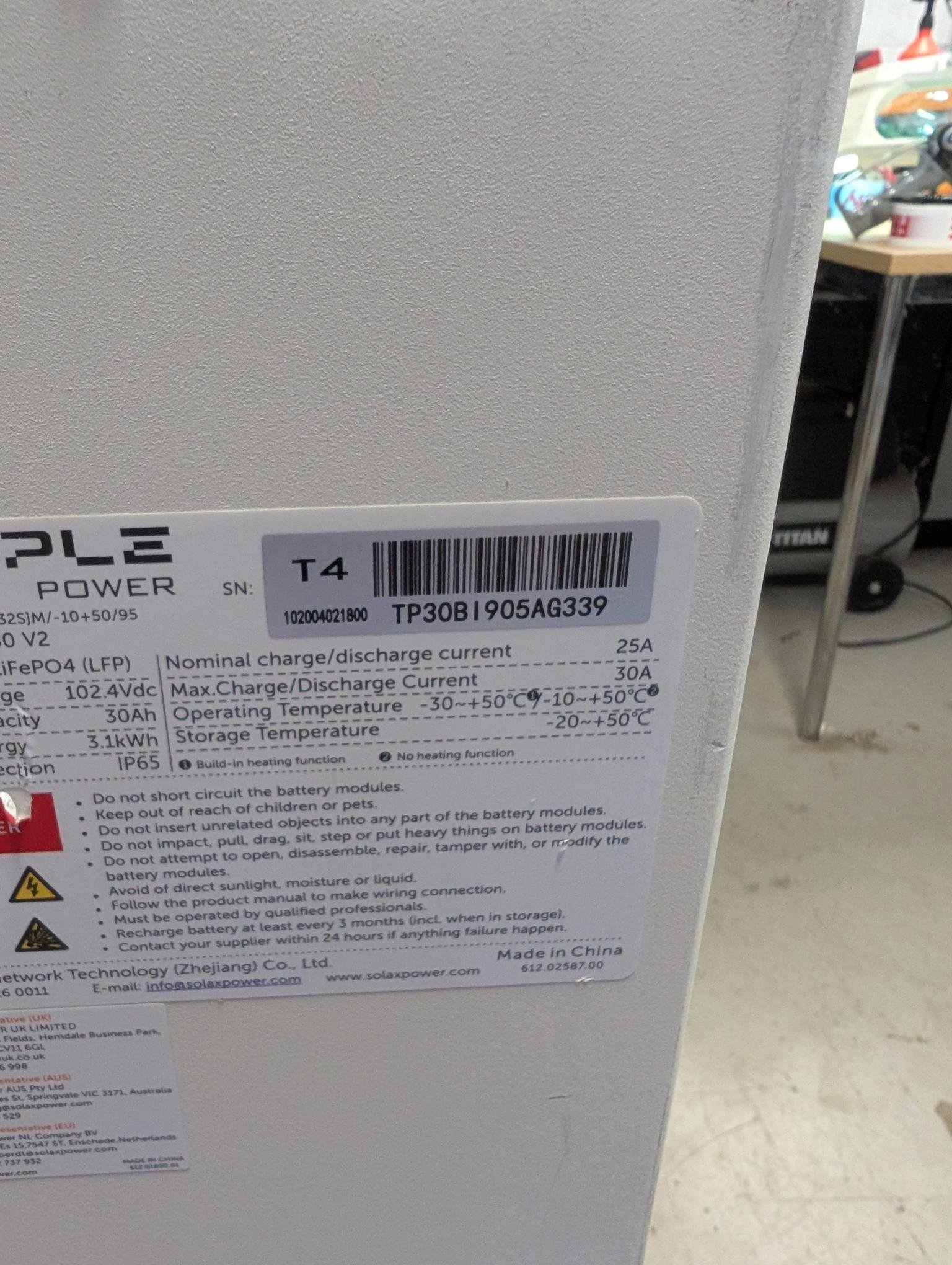 SolaX Triple Power 6.0kWh battery stack with BMS top hat - Image 6