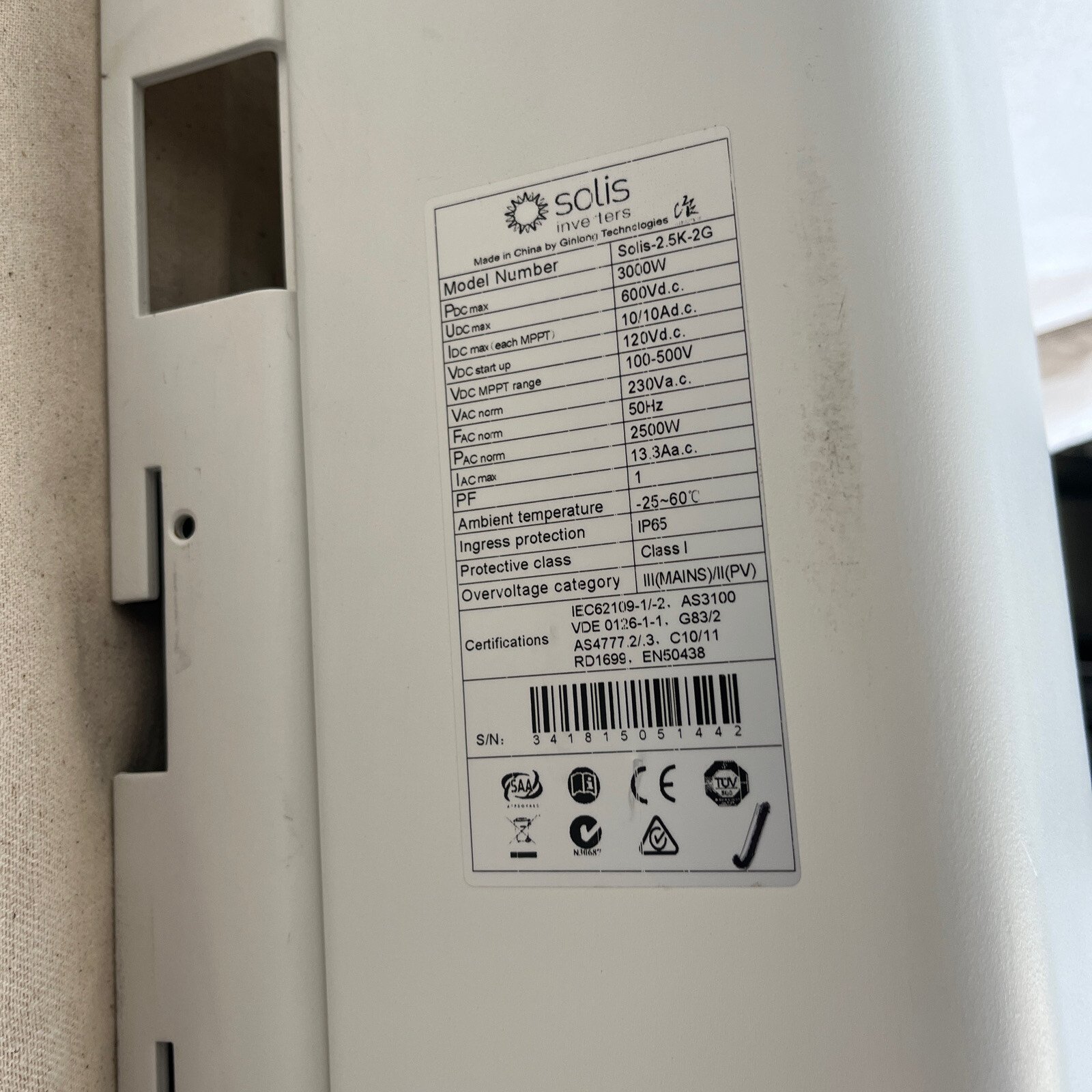 Solis / Ginlong 2.5-2G 2.5KW Solar PV Inverter Dual MPPT Reconditioned Unit - Image 5