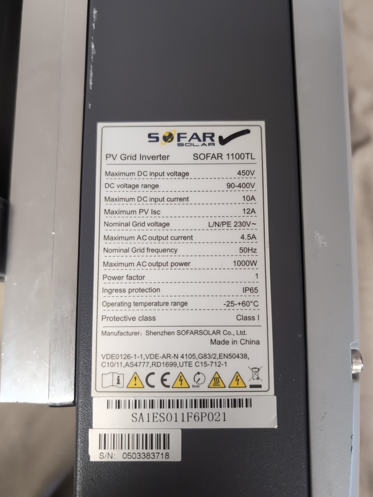 Sofar 1100 TL- Solar PV Inverter 1KW - 1000 Watts - Image 4