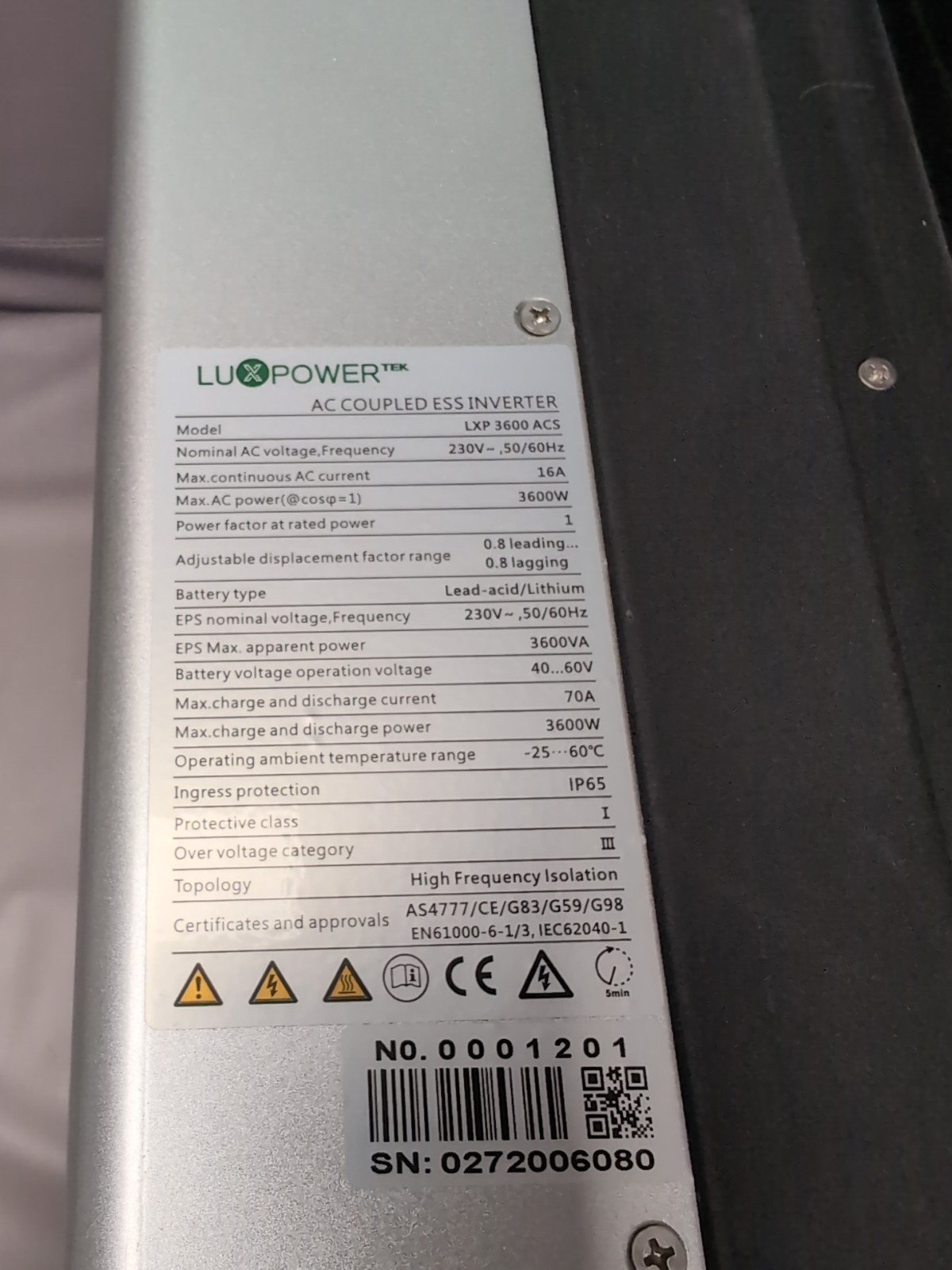 lux power LXP 3600 ACS AC Coupled Inverter 3.6 KW Inverter With CT Clamp - Image 4
