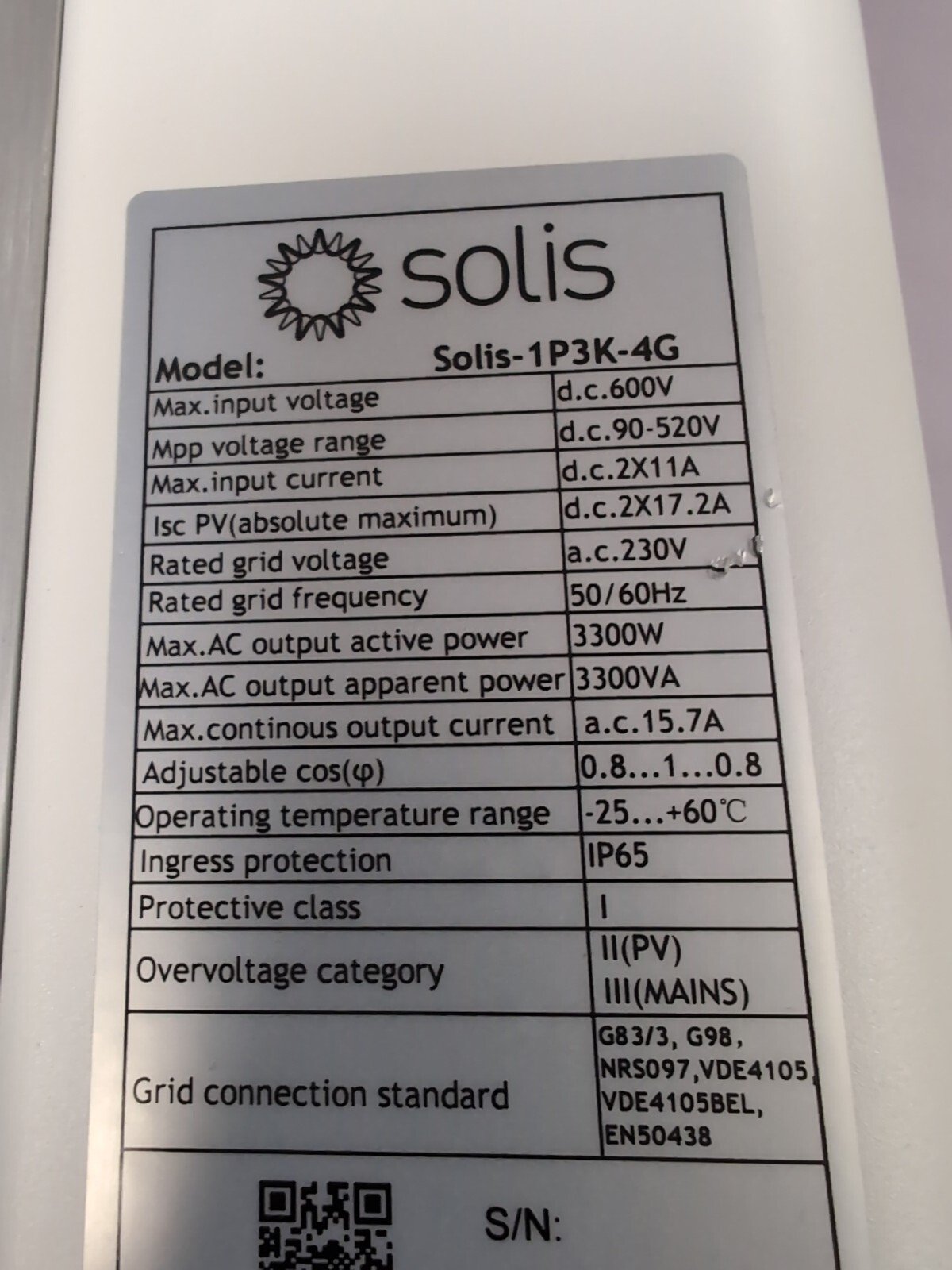 Solis 1P3vK -4G Solar PV Inverter 3300 Watt 4G - South West Renewables