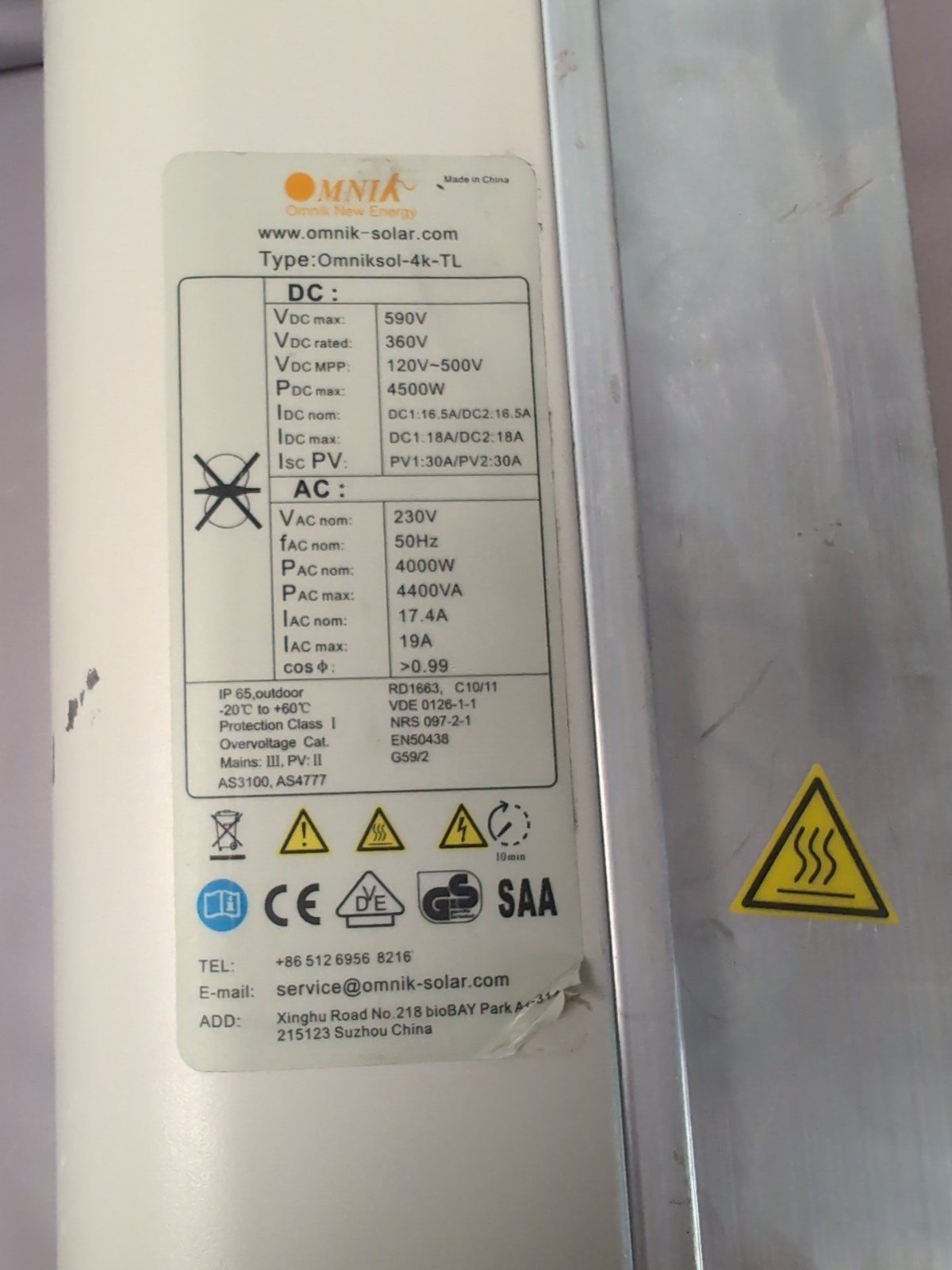 Omnik Omniksol 4K-TL 4KW Solar PV Inverter 4000 Watts - Image 9