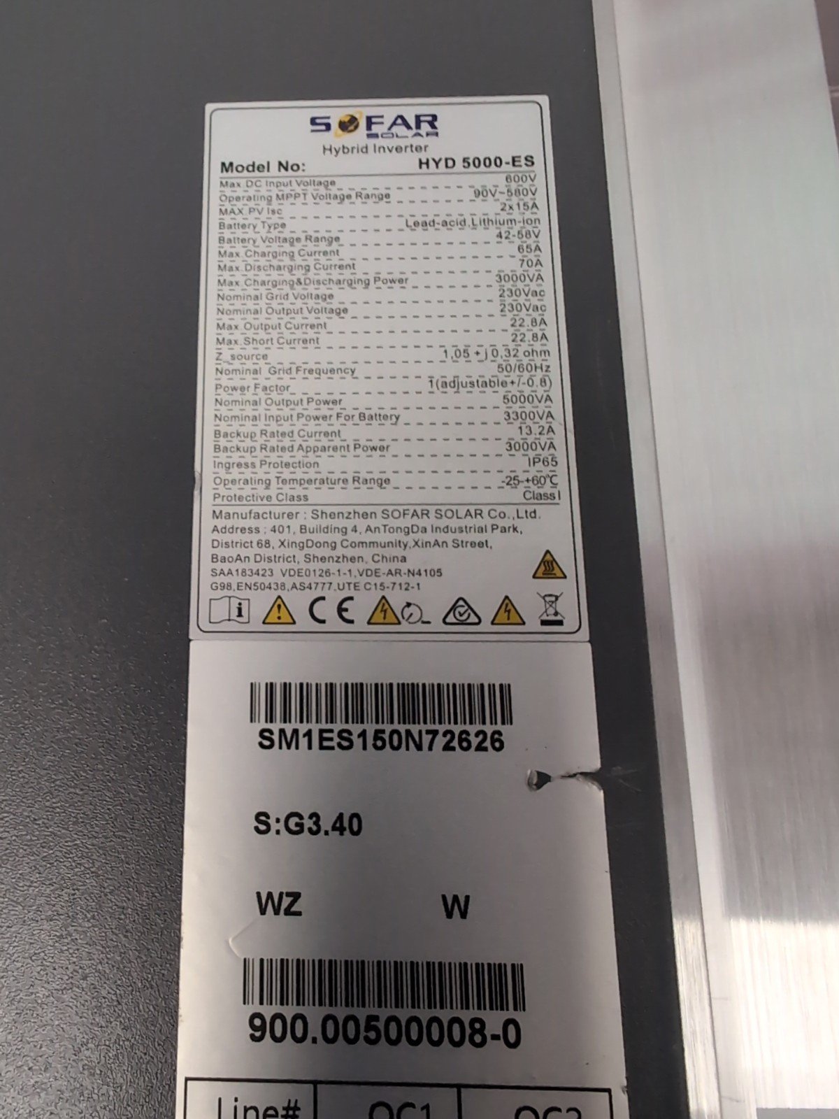 Sofar HYD 5000-ES 5kW Hybrid Solar Inverter – Single Phase - Image 6