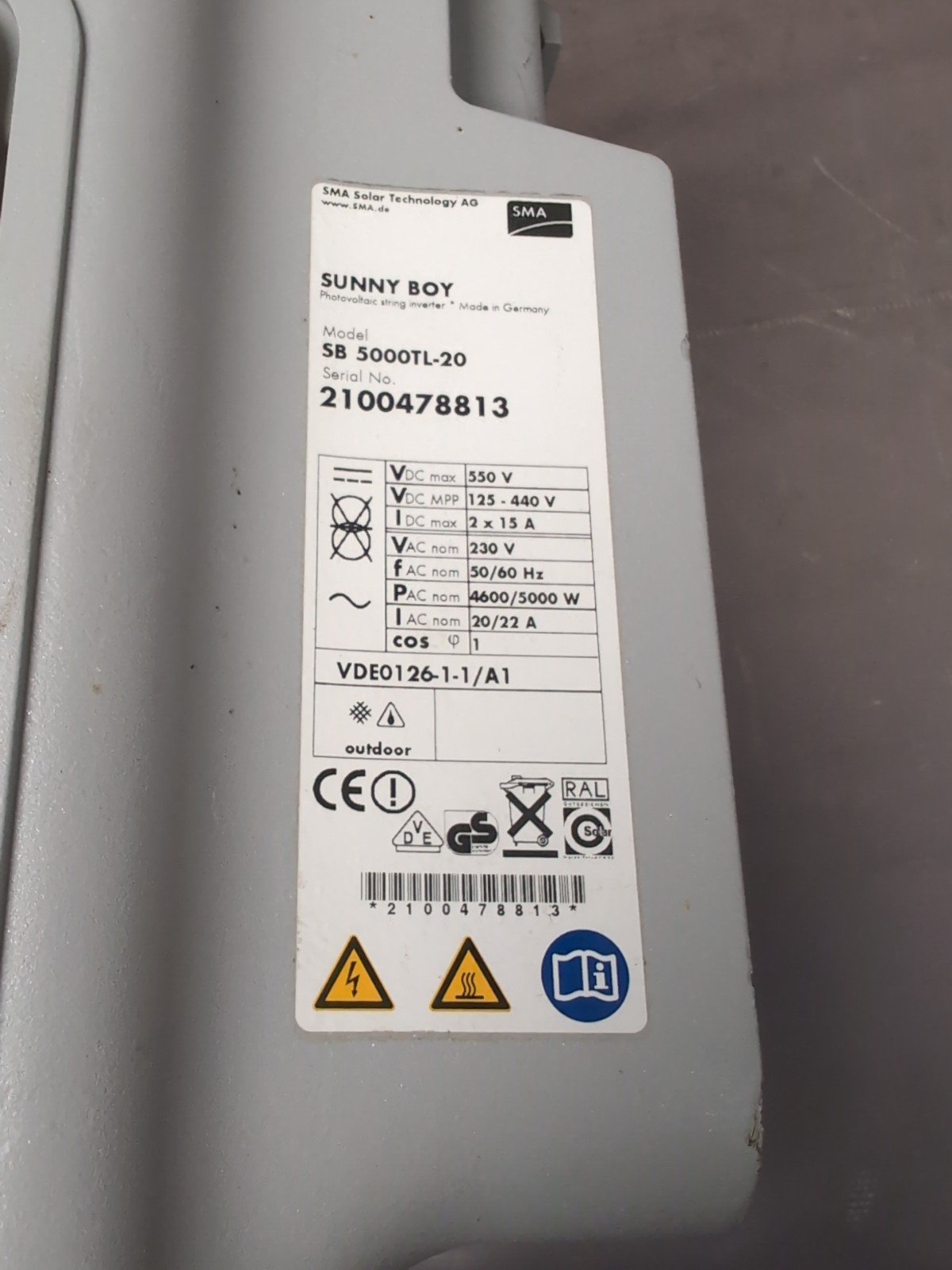SMA Sunny Boy SB5000TL-20 5kW Solar PV Inverter (5000W) – Dual MPPT, Yellow - Image 9